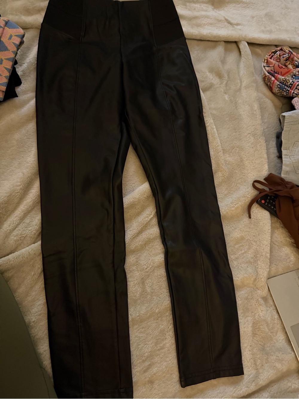 Black Faux Leather Womans Pants